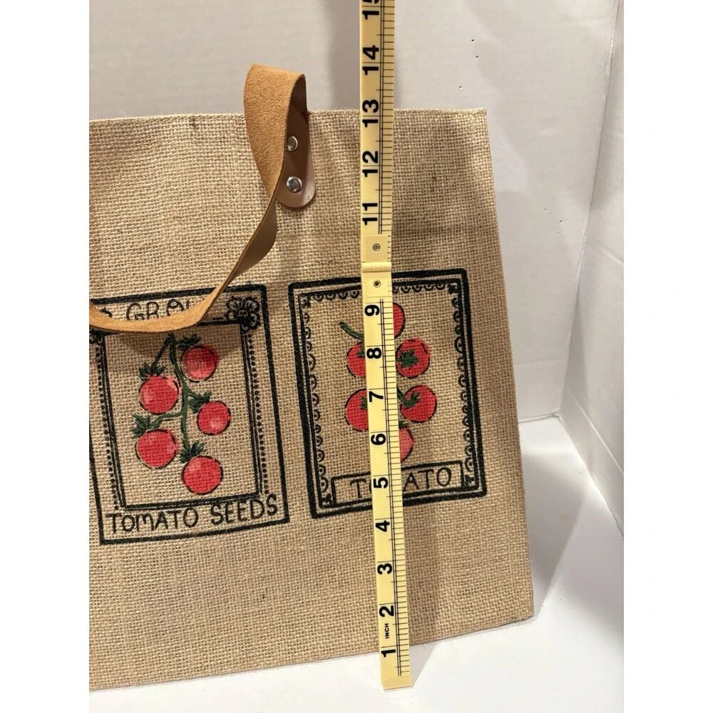 Martha Stewart Canvas Tomato Seeds Tote Bag. Styled like a rustic jute